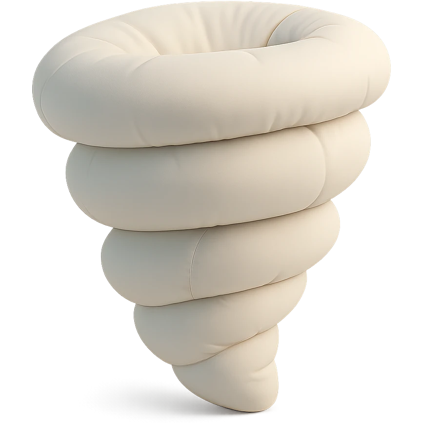 cushion style tornado, plush and rounded, soft edges emoji