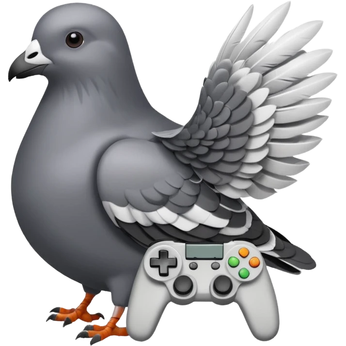 pigeon holding a Roblox controller emoji