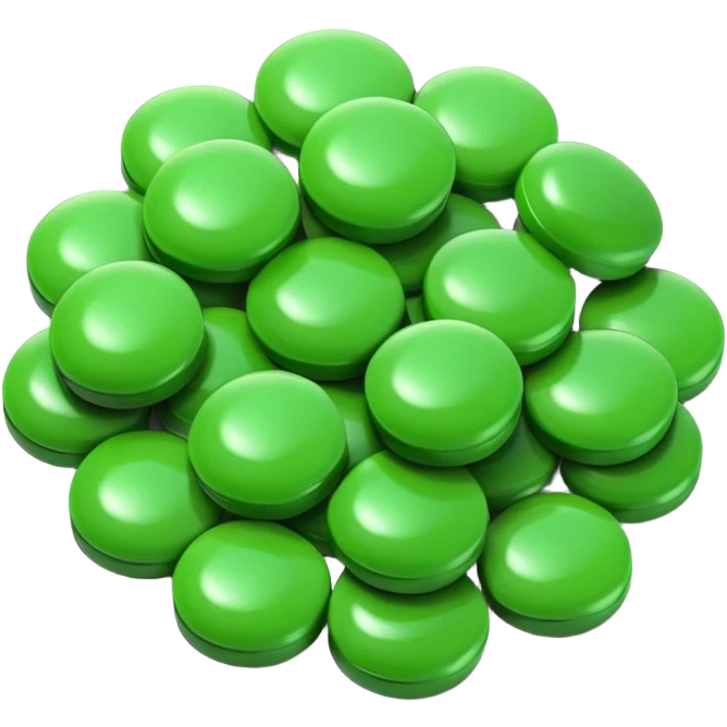 Minimalist pile of green round candies emoji