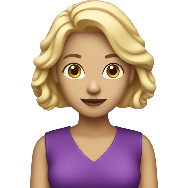 Blonde woman with purple heart emoji