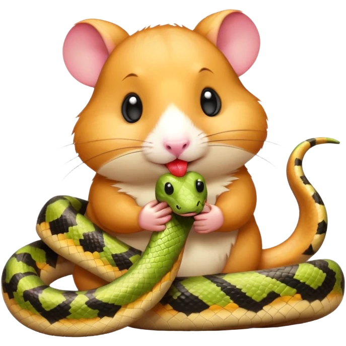 hamster kissing a snake emoji