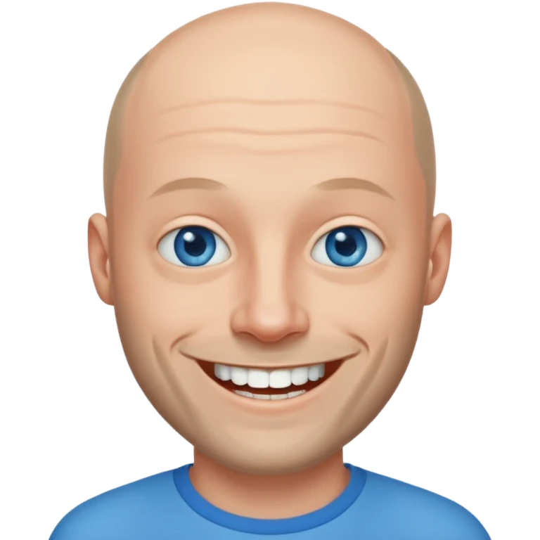 homme yeux bleus presque chauve et une barbe courte moins de chevaux et sourir emoji