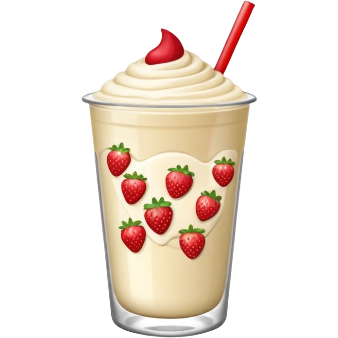 fresas cortadas en un vaso de crema emoji