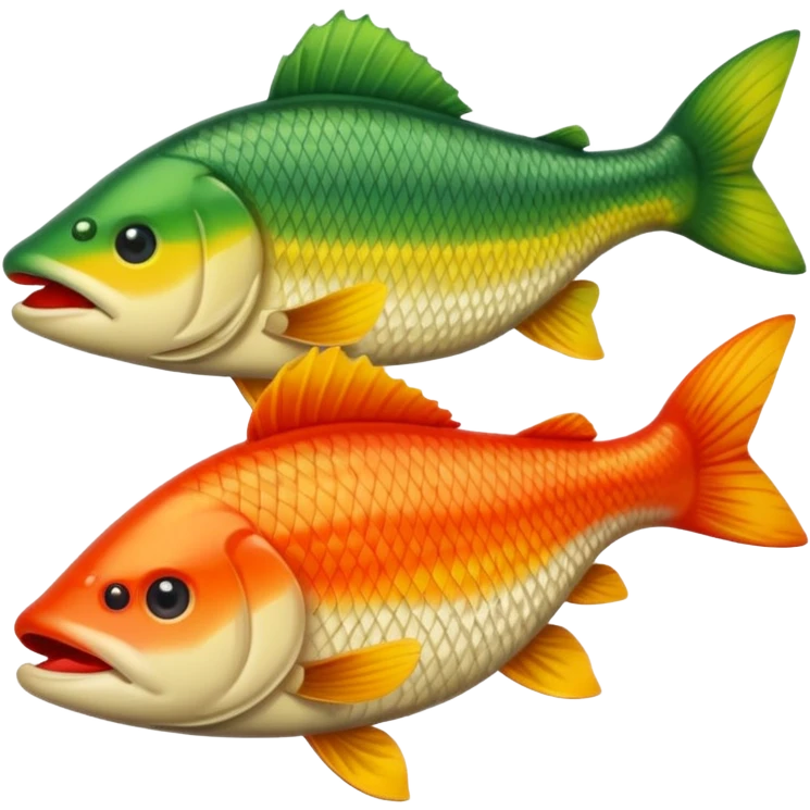 generate perch, carp and pike emoji in apple emoji style emoji