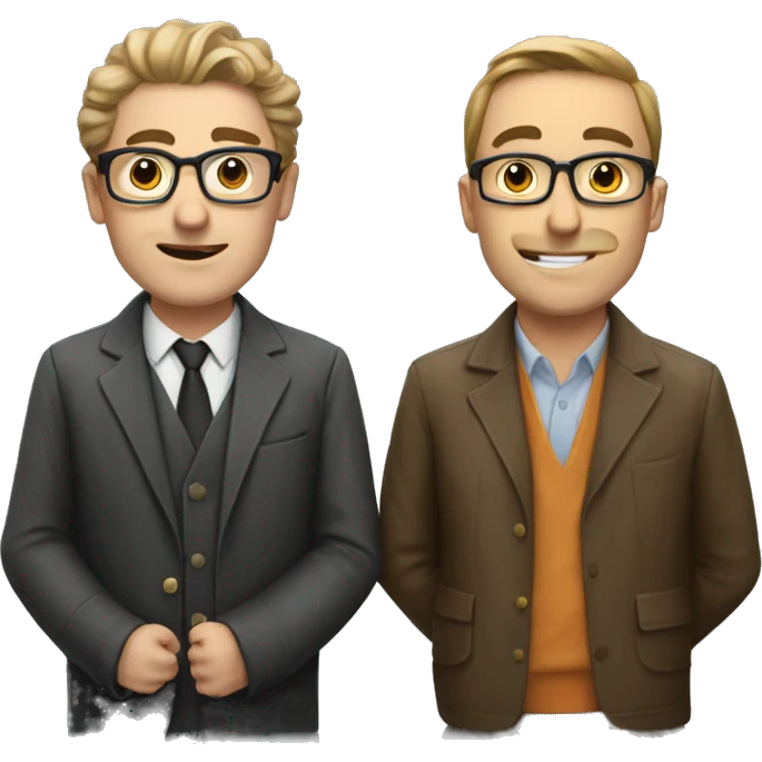 two guys, one is an analytical nerd, other is an artist emoji