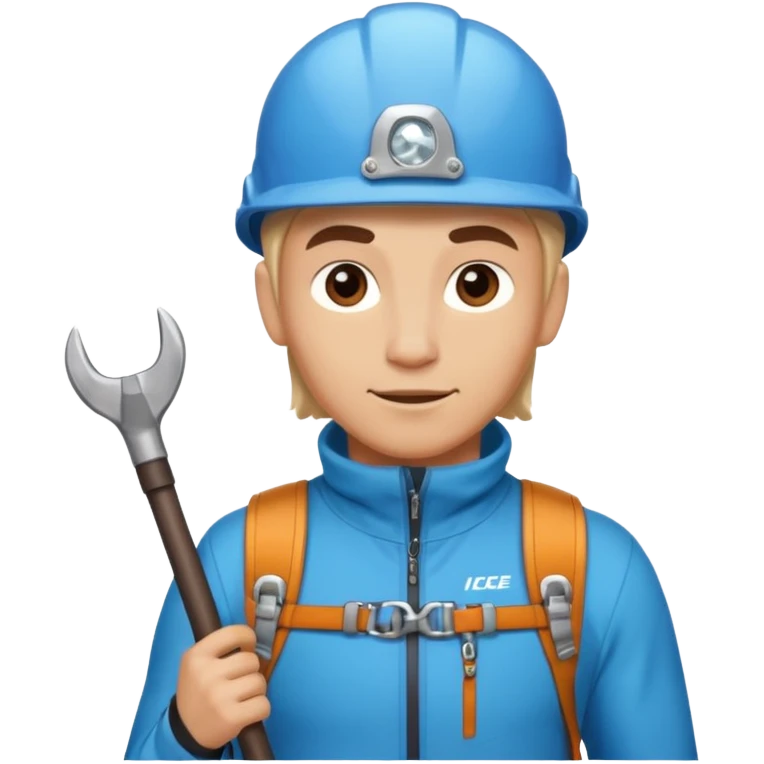 lead climber with ice axe in Mountain Climbing Team emoji