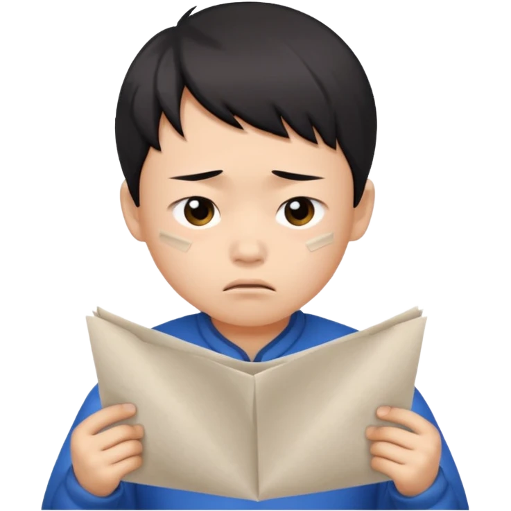 Envy - feeling of discontent at another\'s advantages or possessions - young chinese boy tearing up papers emoji