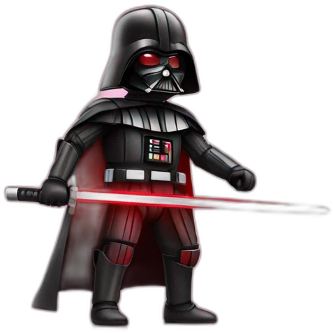 dark vador en position de combat qui tien un sabre laser rouge emoji