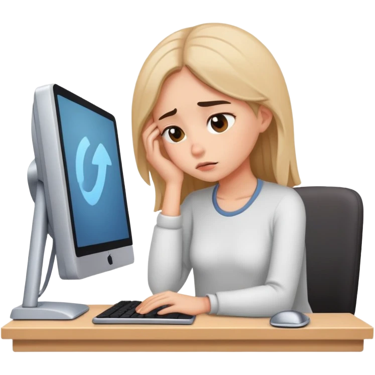 busy tired girl with computer  emoji
