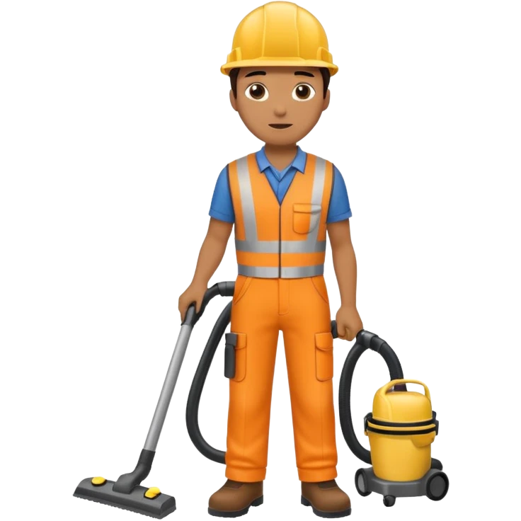 construction apprentice vacuum cleaning the floor emoji