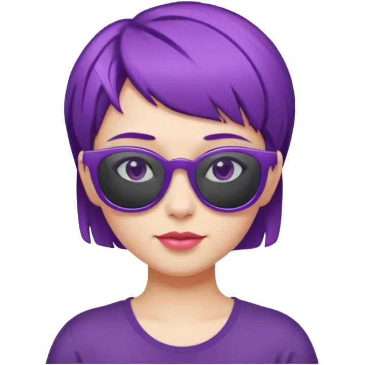 girl with short purple hair and sunglasses on hair emoji
