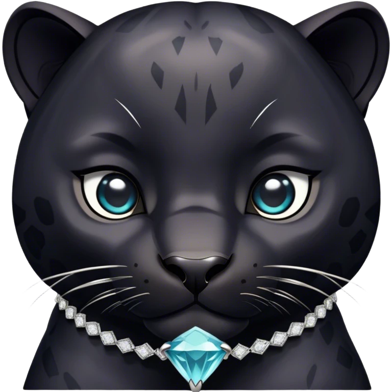 A black panther wearing a diamond necklace  emoji