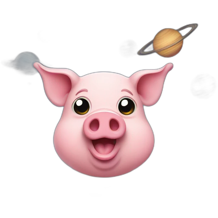 Pig in outer space with stars and planets emoji