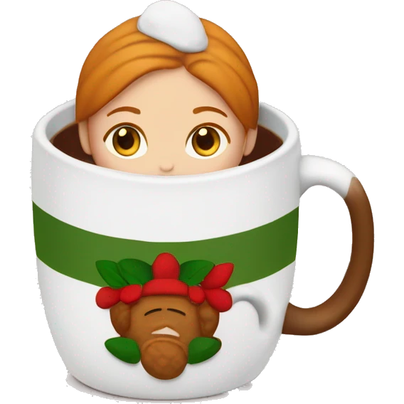 Ginger girl holiday mug of hot coco emoji