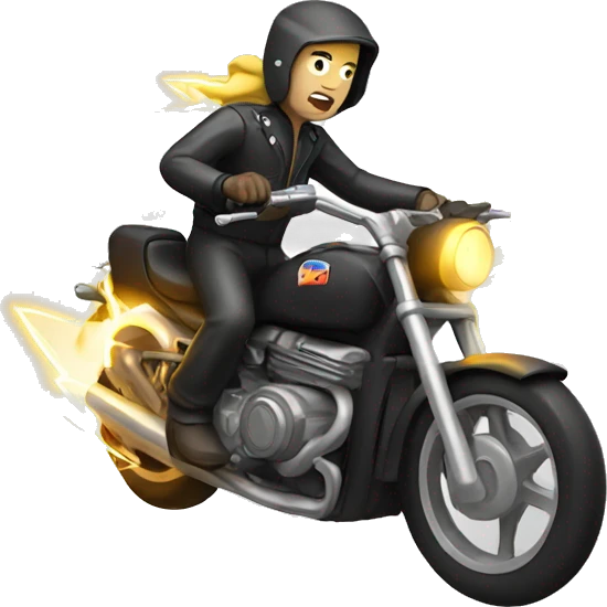 motorcyclist with lightning emoji