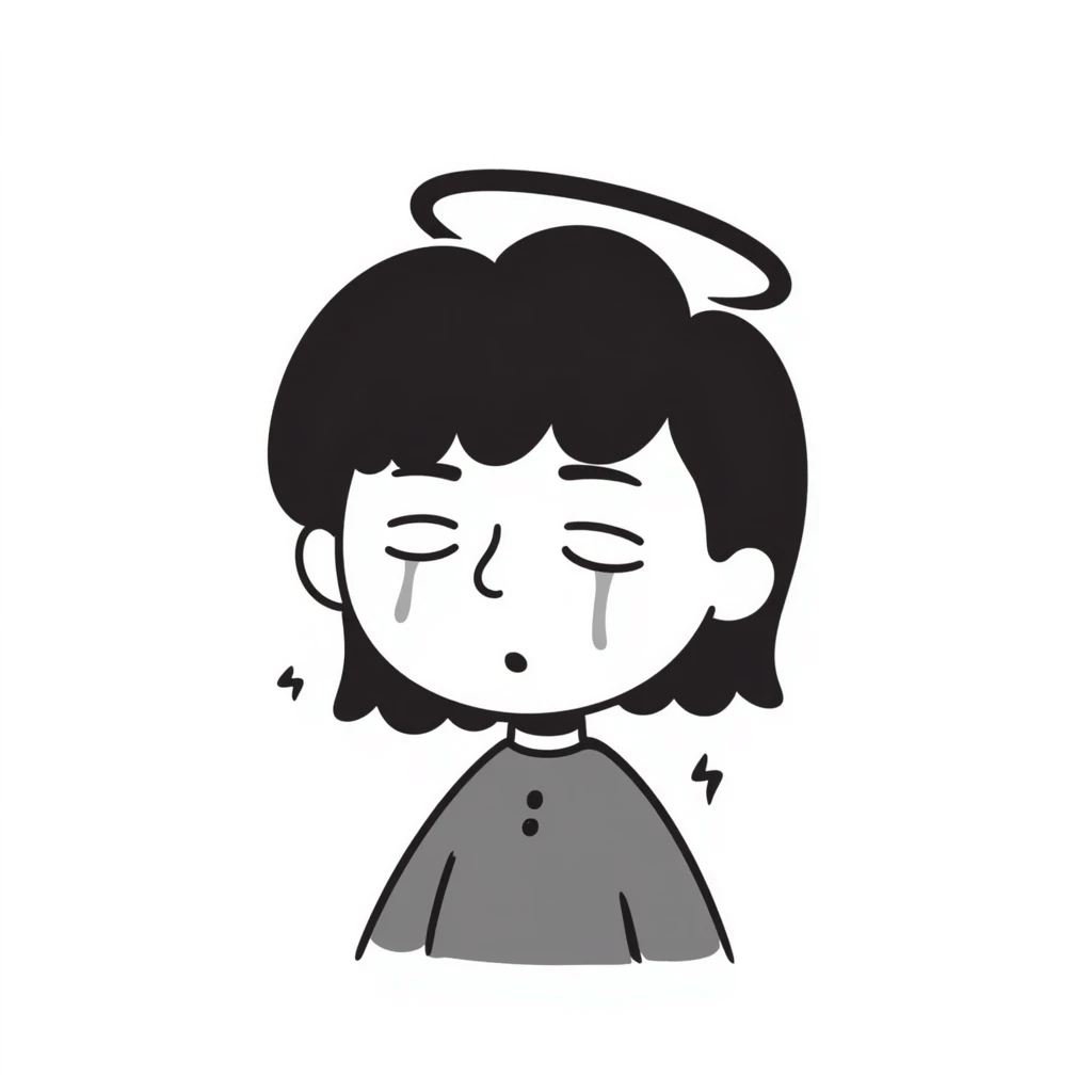 person with a halo, tears streaming down their face emoji