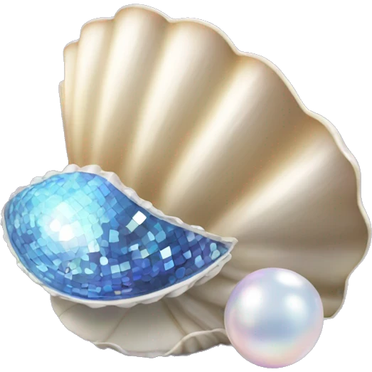 Clam shell with disco ball pearl emoji