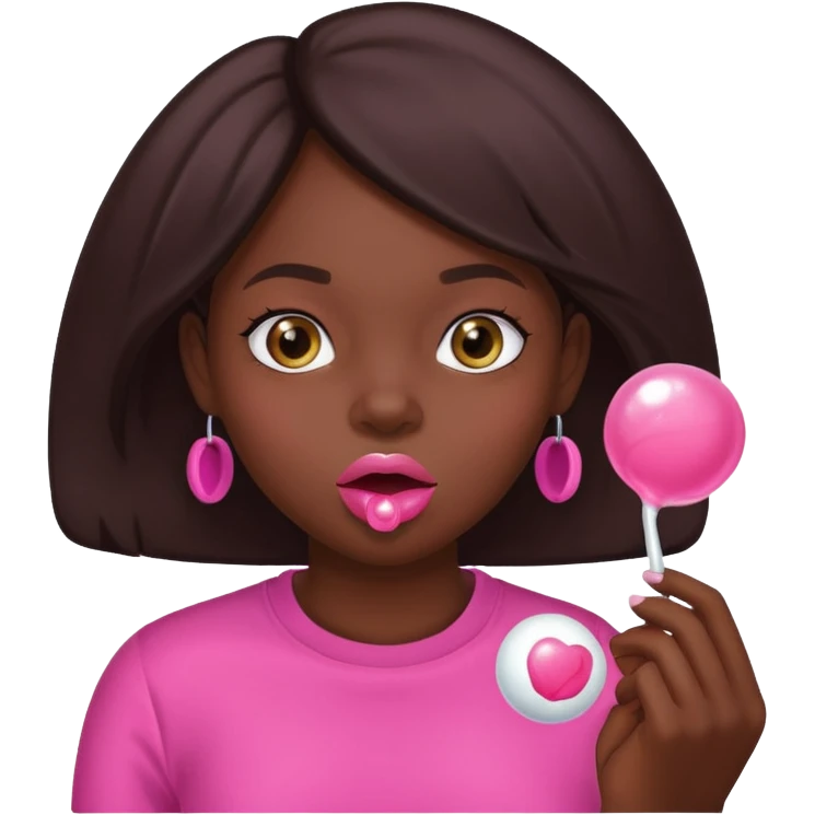 Dark skin girl with bubble gum  emoji