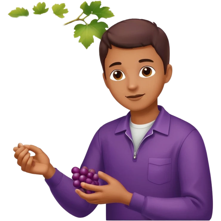 premium emoji elegant hand picking ripe glossy purple grapes from a vine warm sunlight minimalist luxury soft shading emoji