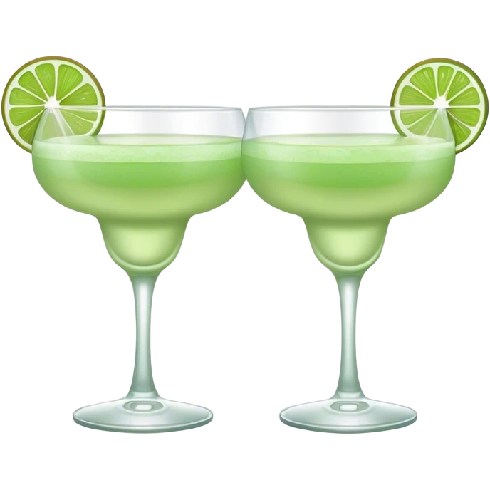 Pink margarita glass and pale green margarita glasses clinking in celebration  emoji