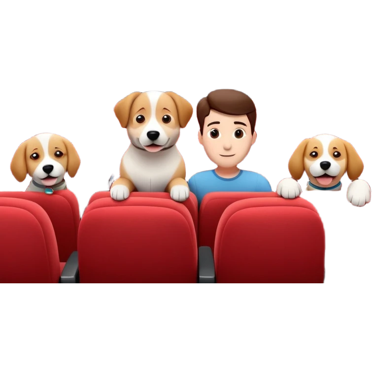 3d realistic interior of movie with dog theater with people  emoji