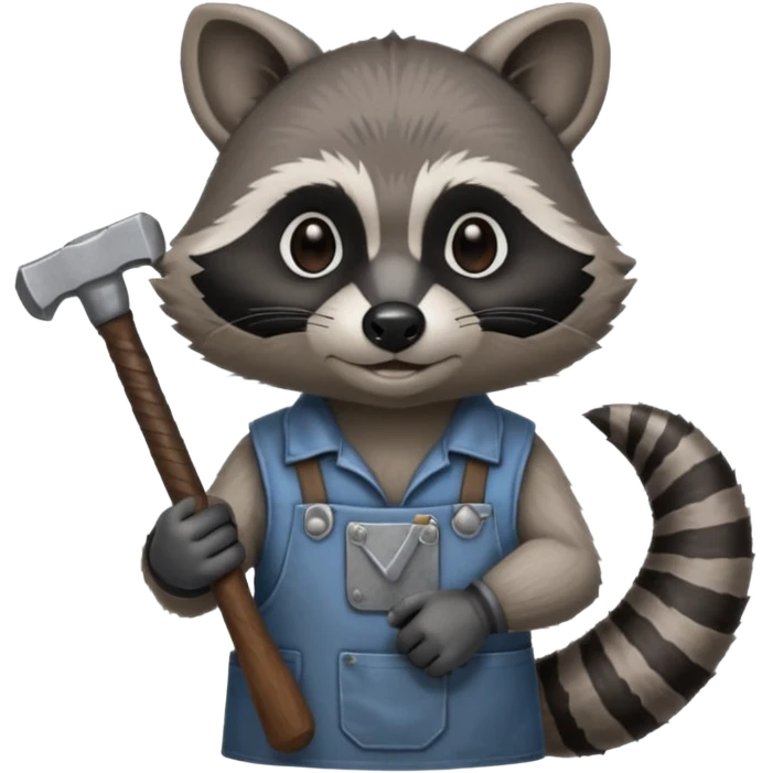 blacksmith racoon holding hammer emoji