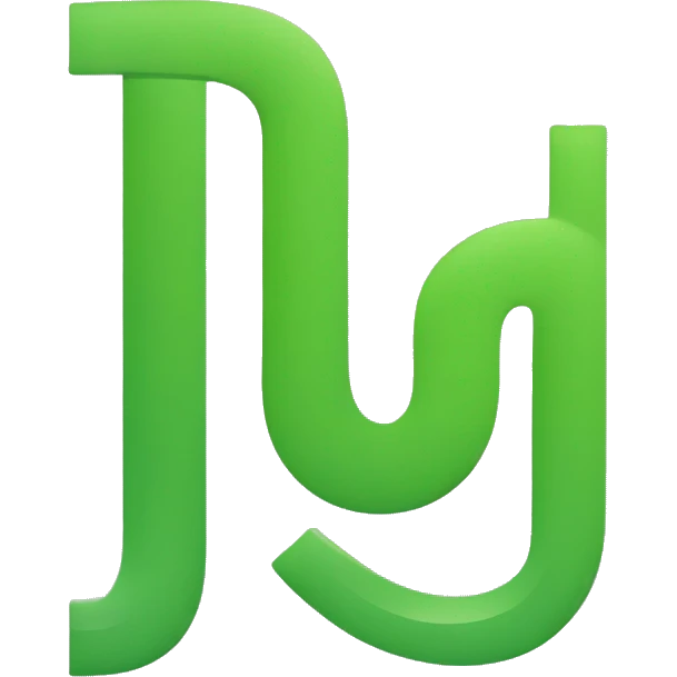 This graphic depicts a green, stylized "U" letter. The design is modern and simple, with the left side of the "U" being a downward-curving line instead of a vertical line, resembling an inverted "J" letter.  emoji