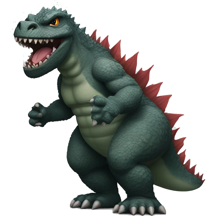 Godzilla with big body tattoos emoji