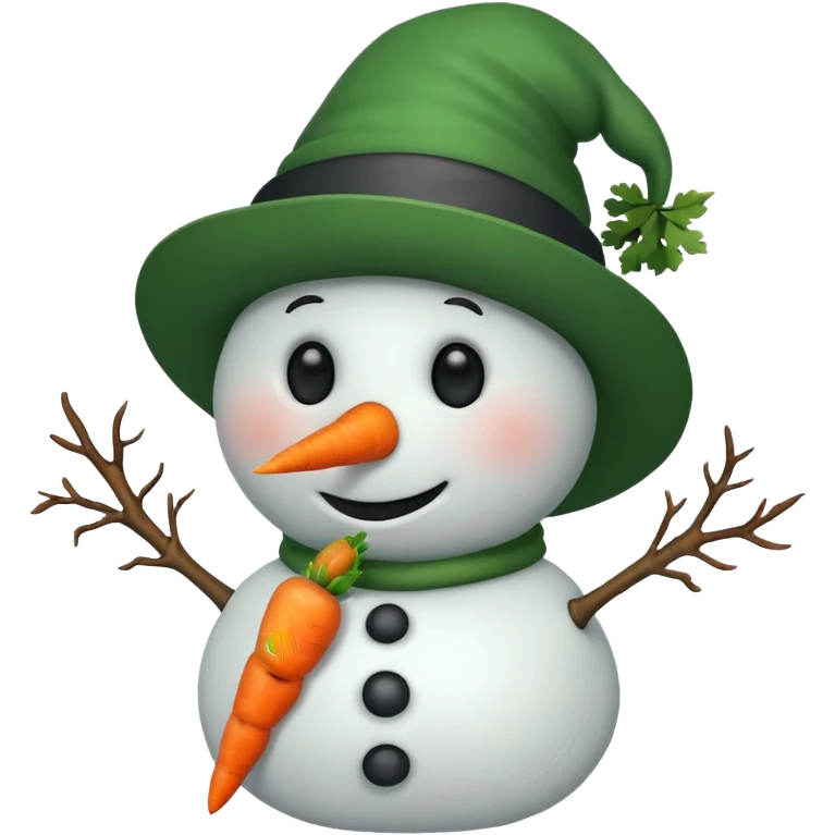 snowman wearing green hat emoji