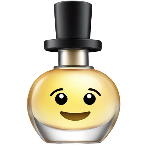 smiling perfume with black cap emoji