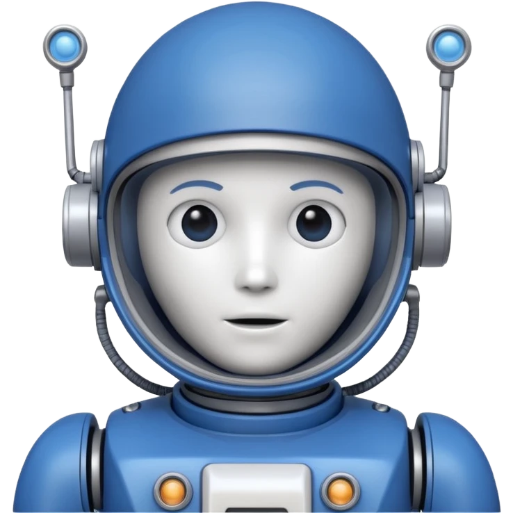 tête de robot cosmonaute bleu et blanc avec une antenne emoji
