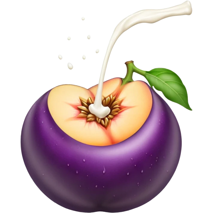 Eggplant squirting milk on peach emoji