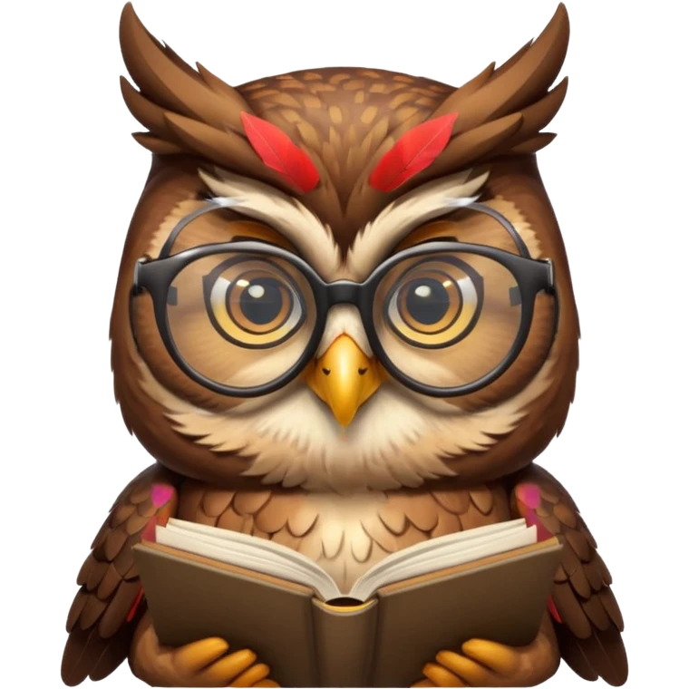 À owl with glasses on reading a book emoji