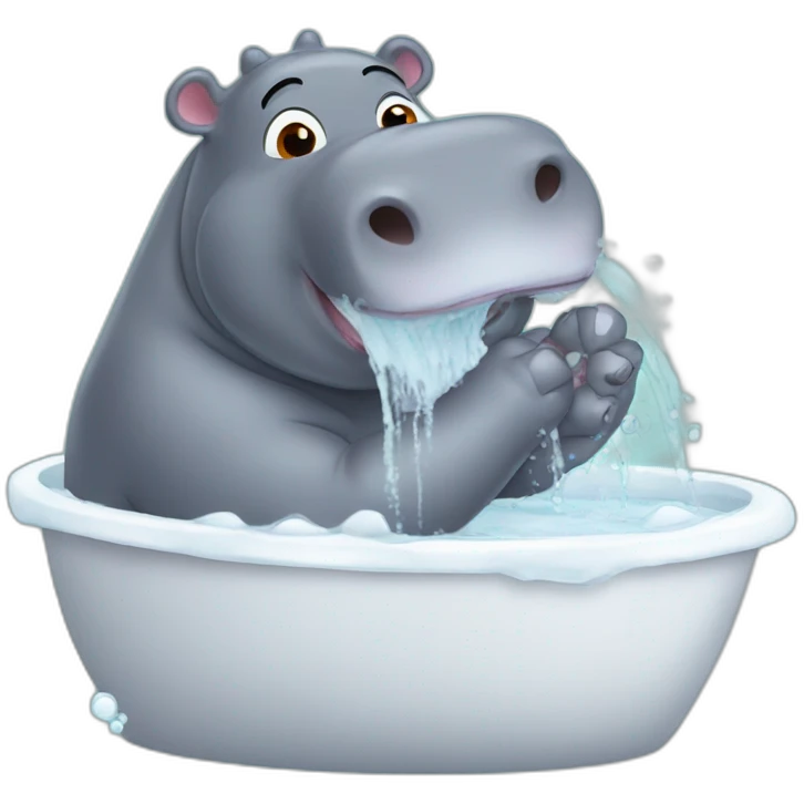 hippo taking su bath emoji