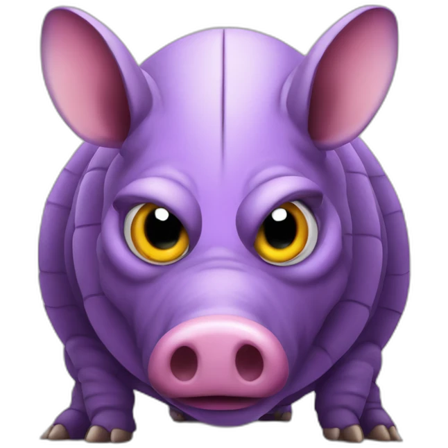 Purple Pig insect armadillo with evil angry face emoji