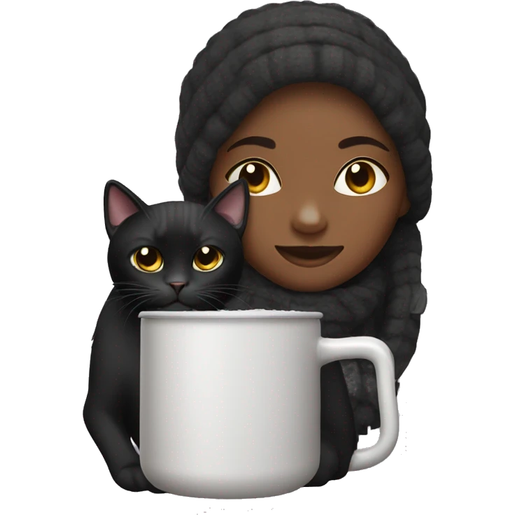 Black female cat with Stanley termos  emoji