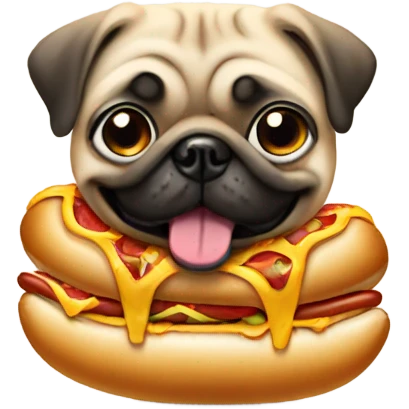 Pug eating a hotdog emoji