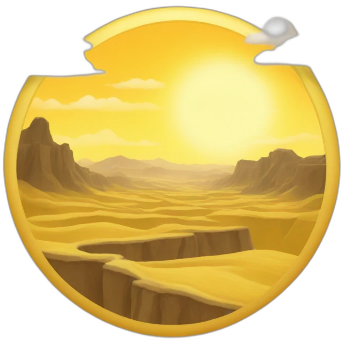 Landscape with high rised sun and yellow lands emoji