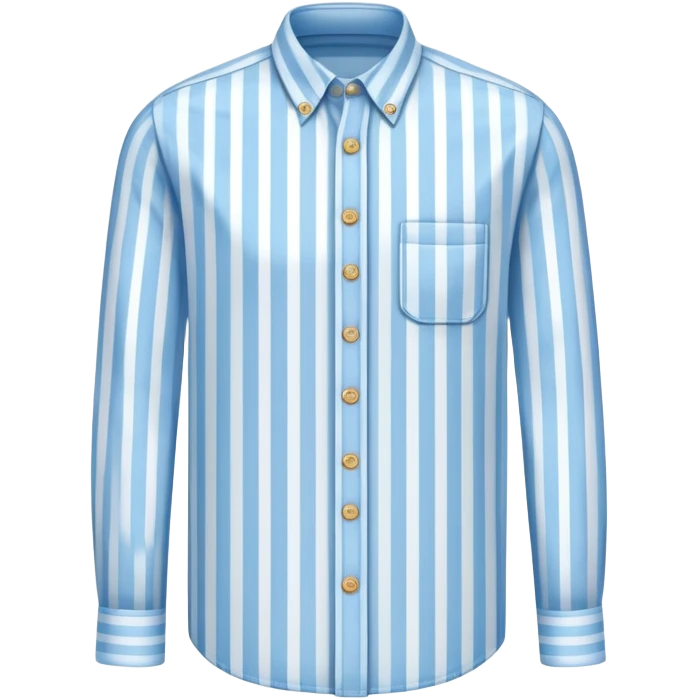 light blue and white vertically striped button down shirt, isolated emoji