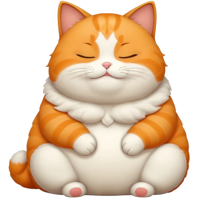 chubby cat, sitting and smiling emoji