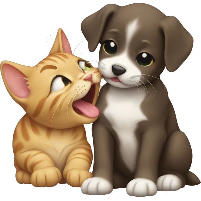 Puppy licking cat emoji