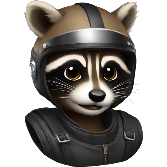 Raccoon with a motorcycle helmet emoji