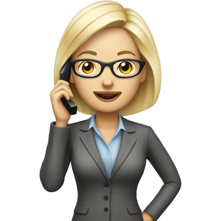 Blonde pale businesswoman wearing glasses talking on her cell phone emoji