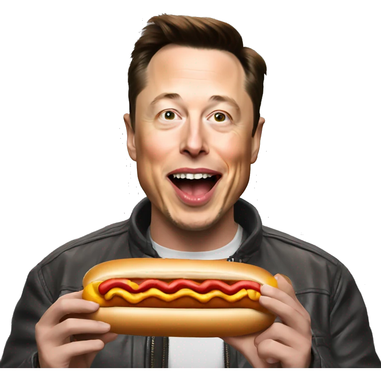 Elon musk eating a hotdog emoji