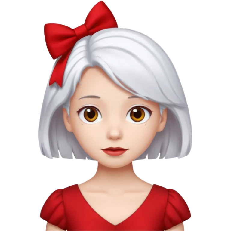  girl with white\ hair and red color hairclip emoji