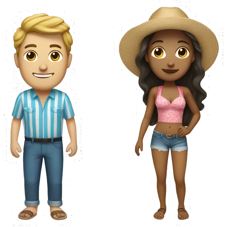 One Latina and one white guy on a beach emoji