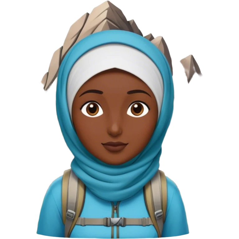 Muslim hiking huge mountain emoji
