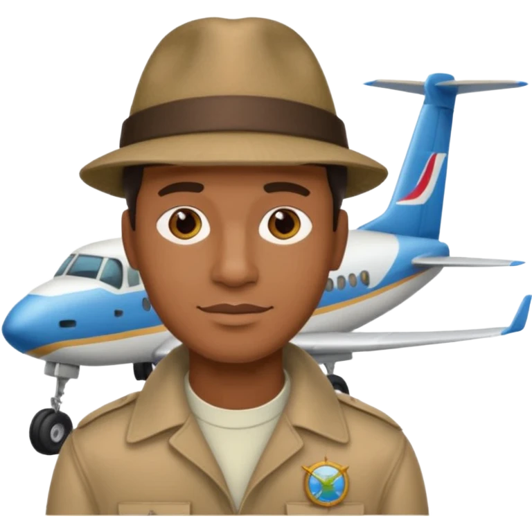 Visage homme créole réunionnais avec chapeau arrive avion emoji