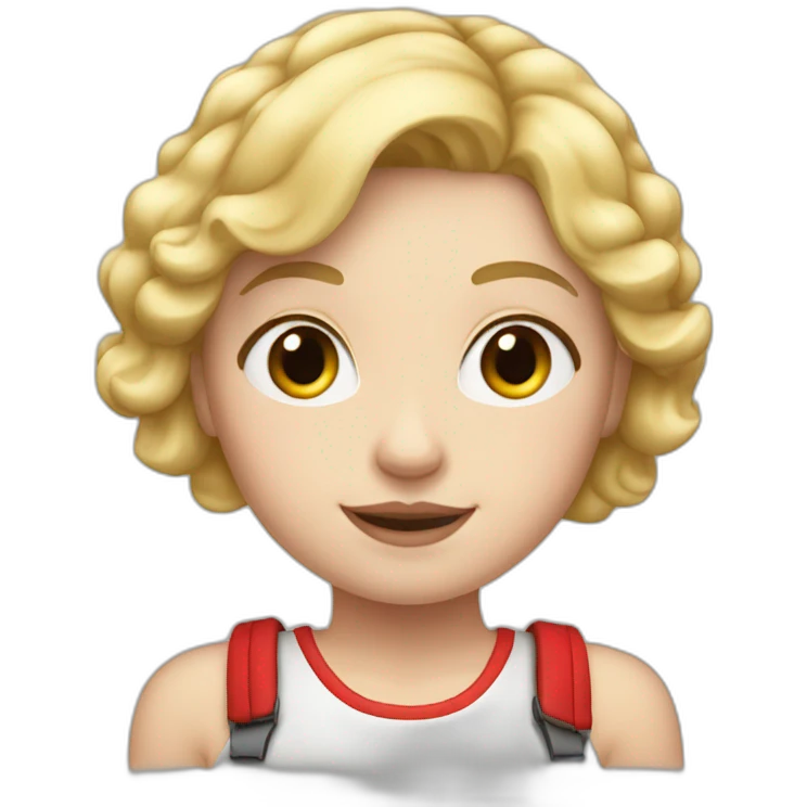 short white girl with blonde hair and red strips in hair emoji