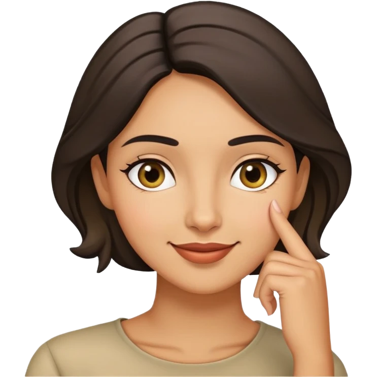 woman emoji with sly smile hand on chin thinking emoji